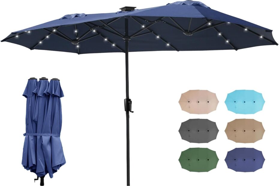 Illuminate Your Outdoor Space: FREE SOLDIER 13ft Patio Umbrella with Solar-Powered LED Lights