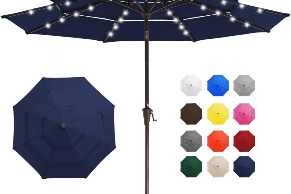 Illuminate Your Outdoors: JEAREY 3-Tier Patio Umbrella with Solar Lights Review