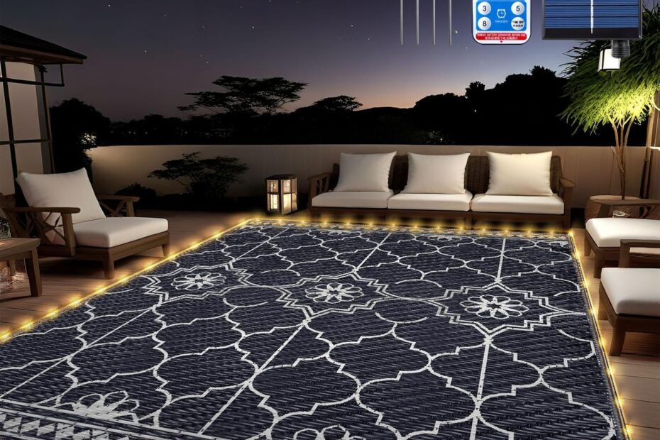 Illuminate Your Outdoors: Review of the 8x10Ft Solar Powered LED Outdoor Rug