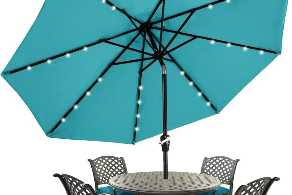 Illuminate Your Outdoors: Review of the MASTERCANOPY 9ft Patio Umbrella with Solar LED Lights