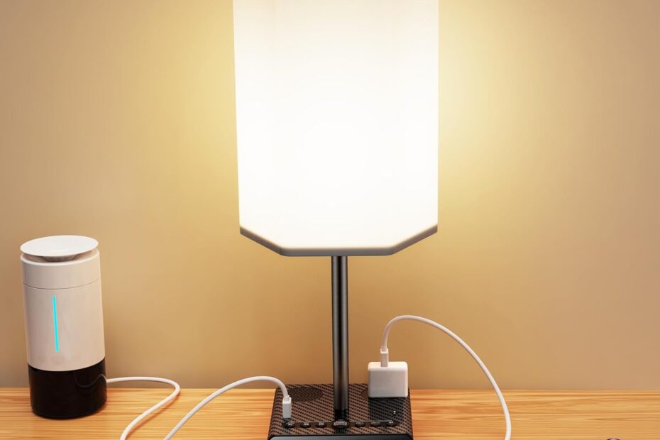 Illuminate Your Space: BTU Table Lamp Review - USB Ports, Alarm Clock & Speaker!