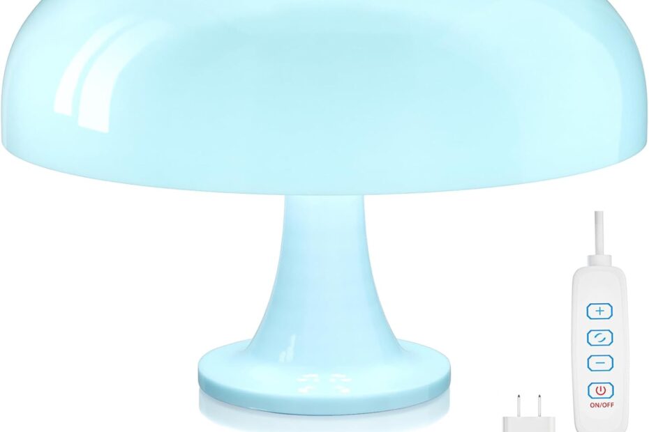 Illuminate Your Space: FANHAO's Retro Light Blue Mushroom Lamp Review