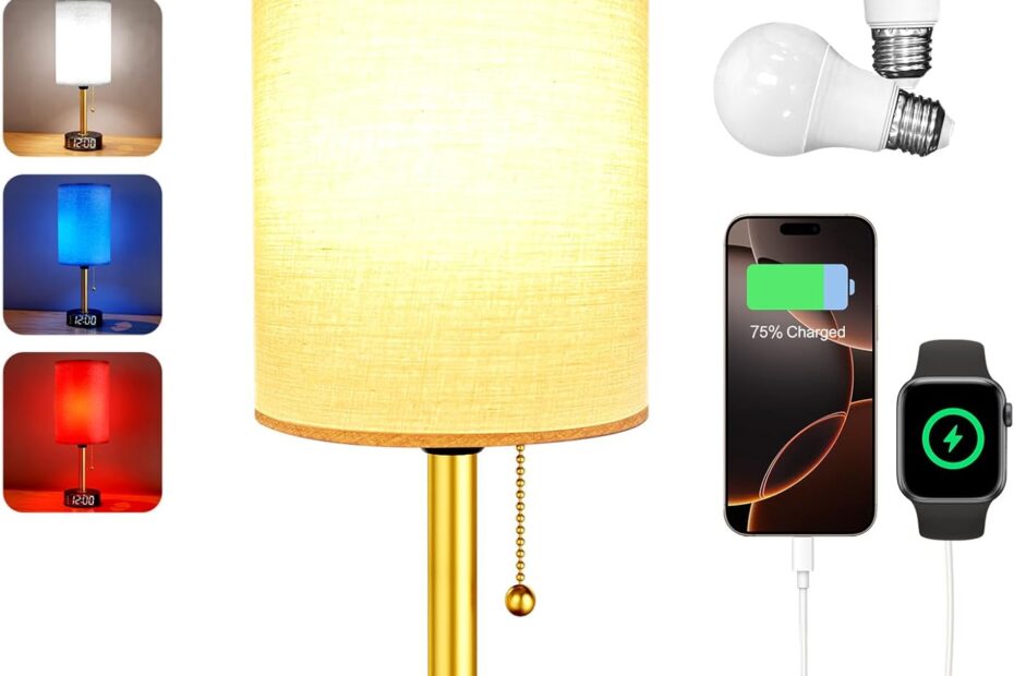 Illuminate Your Space: The Ultimate Bedside Desk Lamp with Charging Ports & Alarm Clock