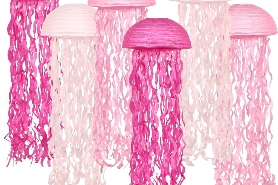 Illuminate Your Underwater Adventure: Pink Jelly Fish Paper Lanterns for Magical Parties!