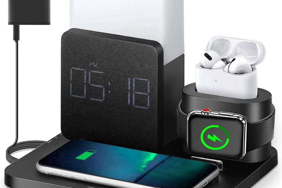 LAVONE 3-in-1 Wireless Charger: The Ultimate Fast Charging Solution with Alarm and Night Light!