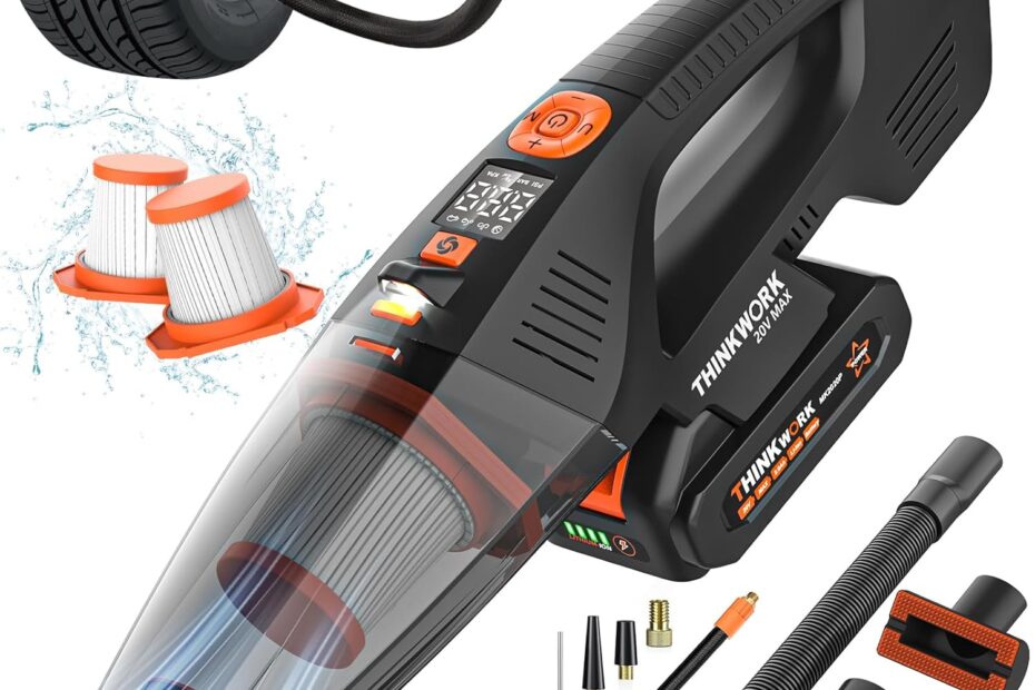 Rev Up Your Cleanup: Unleashing the POWER of THINKWORK's 20V Dual-Function Vacuum & Air Compressor!