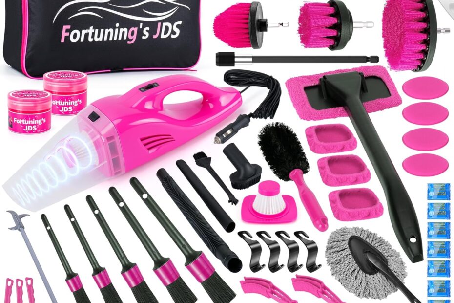 Revamp Your Ride: The Ultimate 55PCS Pink Car Detailing Kit Review!