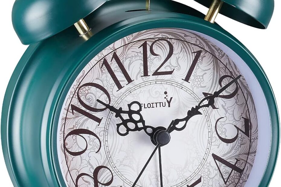 Rise and Shine: Discover the Deep Emerald Twin Bell Alarm Clock for Heavy Sleepers!