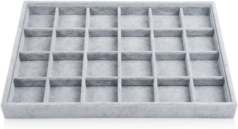 Simplify Your Jewelry Storage with the Oirlv 24 Grid Velvet Organizer Tray!