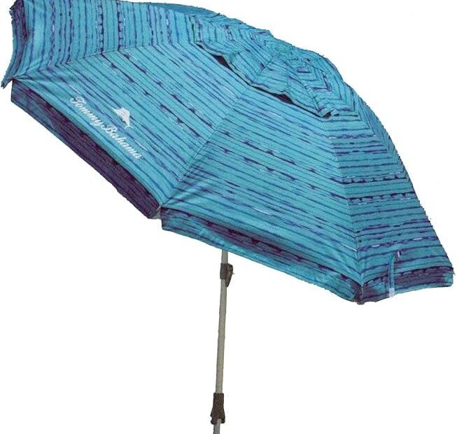 Stay Cool and Secure: T0MMY BAHAMA 8 ft Beach Umbrella Review
