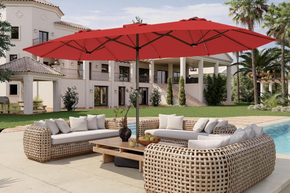 Stay Cool with the 15FT Double-Sided Patio Umbrella: Your Ultimate Outdoor Companion!