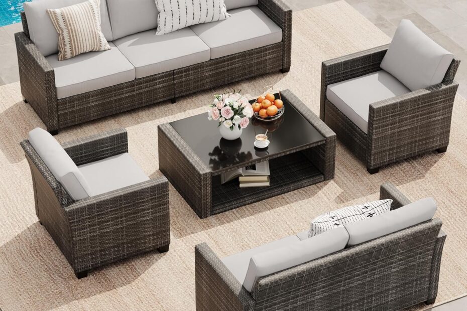 Stylish Comfort: Review of the 5-Piece Grey Rattan Patio Furniture Set