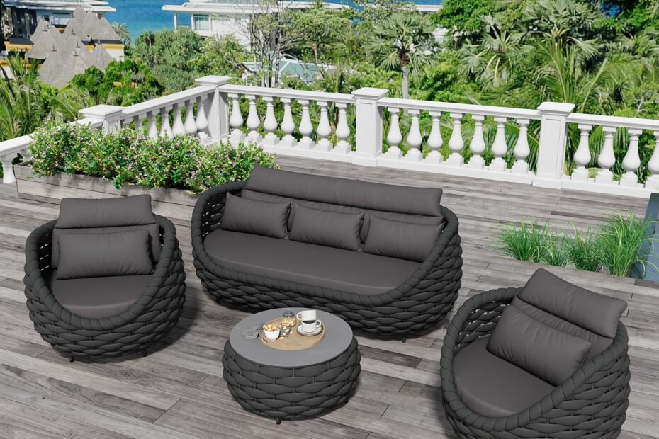 Stylish Comfort: Review of the Woven Rope Patio Furniture Set for Outdoor Gatherings