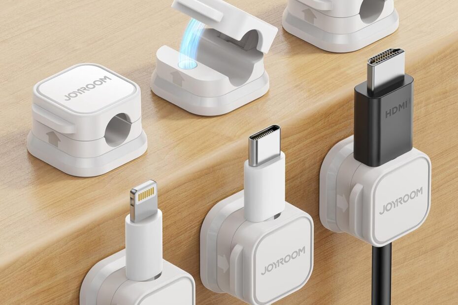 Tidy Up with JOYROOM: Essential 6-Pack Magnetic Cable Clips for Home and Office!