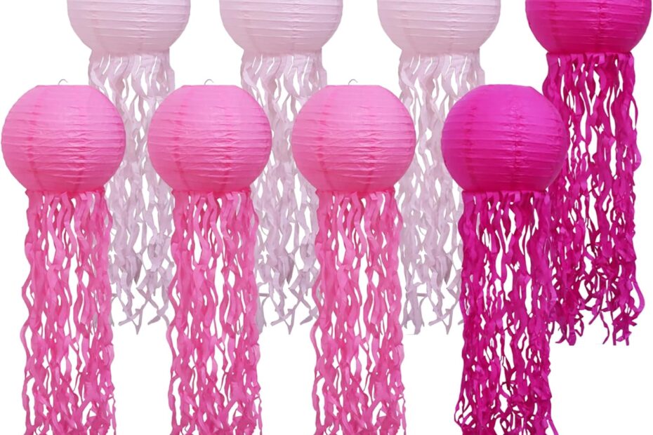 Transform Your Celebration: 8 Pack Pink Paper Lanterns for Under the Sea Magic!