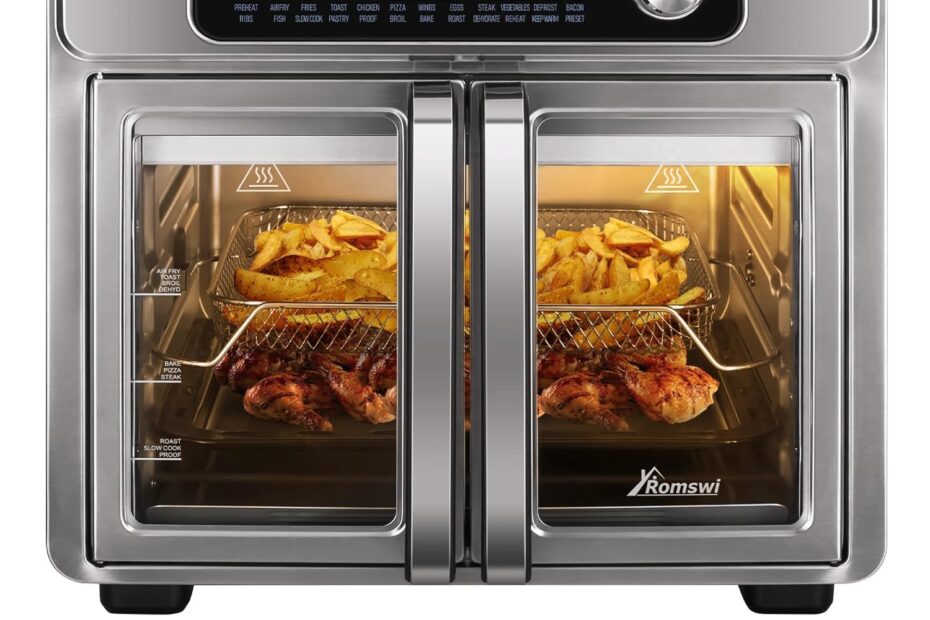 Transform Your Cooking with the Romswi 26QT French Door Air Fryer Toaster Oven Combo!