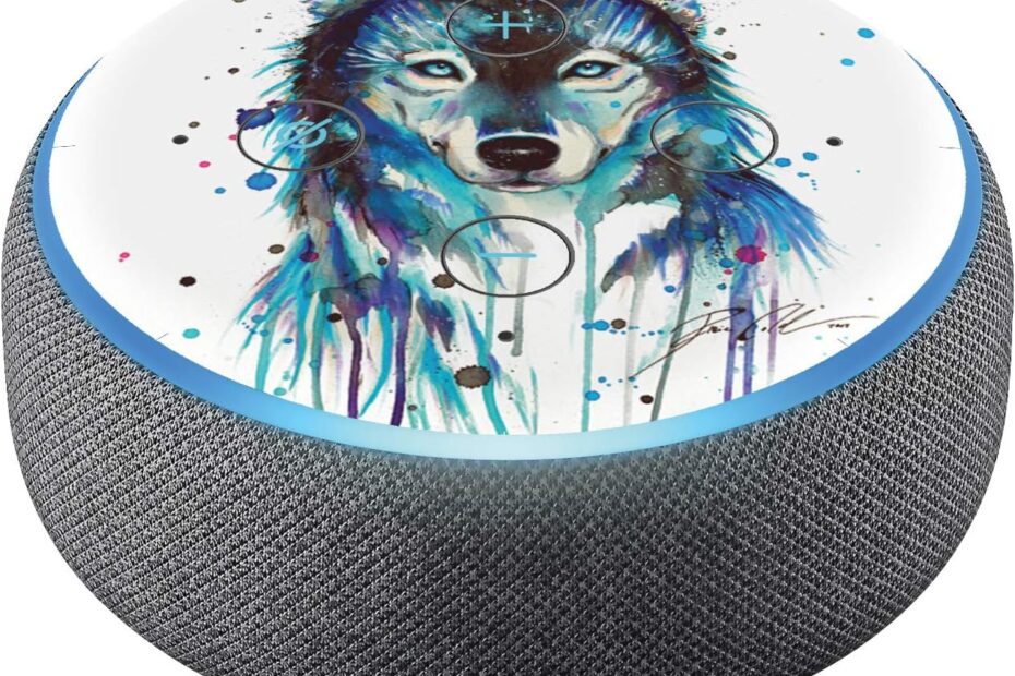 Transform Your Echo Dot with Pixie Cold Ice Wolf Vinyl Decal!
