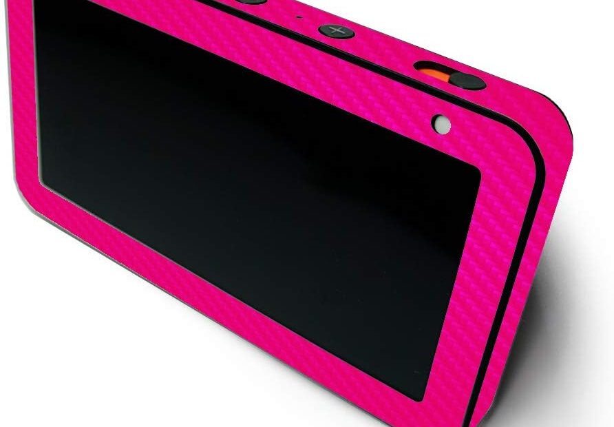 Transform Your Echo Show 5 with MIGHTY SKINS: The Stylish Carbon Fiber Upgrade in Hot Pink!