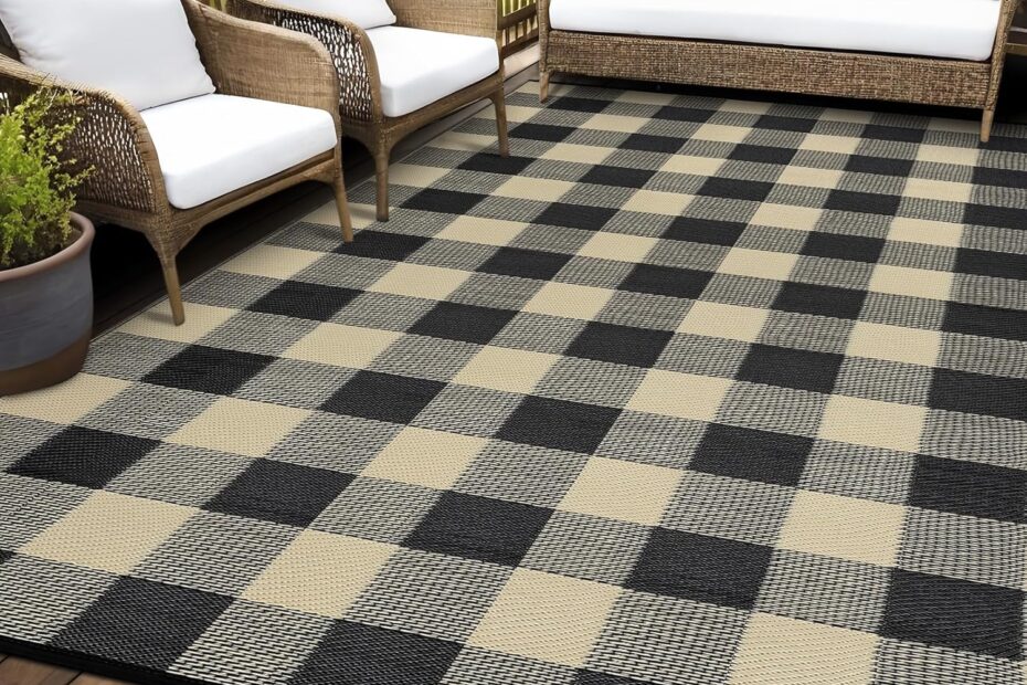 Transform Your Outdoor Space: GAOMON Waterproof 8x10 Checkered Rug Review