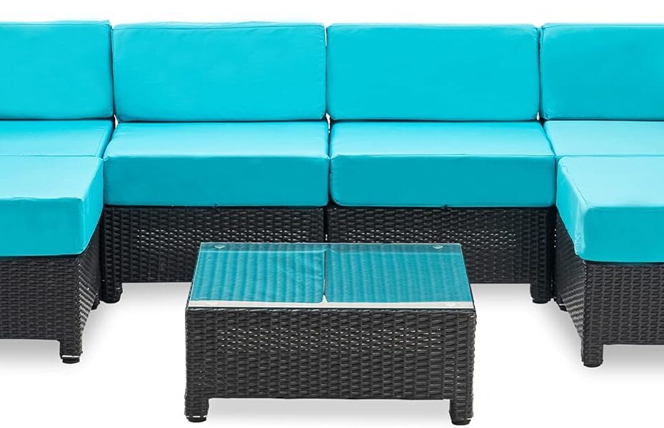Transform Your Outdoor Space: MCombo 7-Piece Turquoise Wicker Sofa Set Review