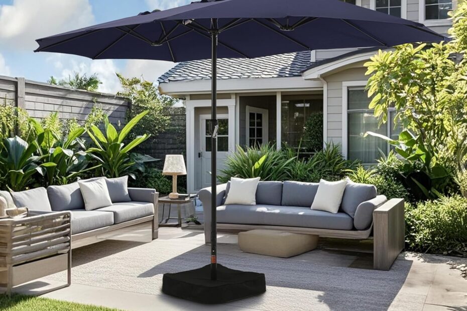 Transform Your Outdoor Space: Review of the 15ft Double-Sided Blue Patio Umbrella