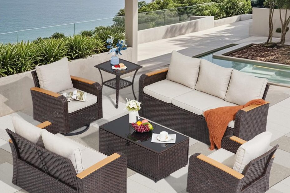 Transform Your Outdoor Space: Review of the 6-Piece Wicker Patio Furniture Set with Swivel Chairs
