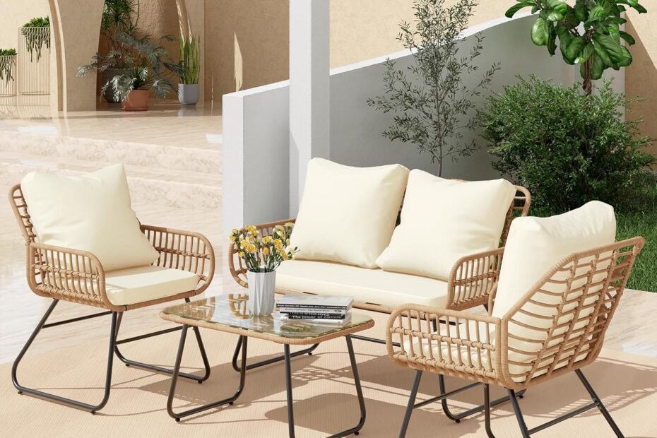 Transform Your Outdoor Space: The Must-Have 4-Piece Rattan Patio Set!