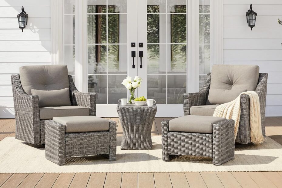 Transform Your Outdoor Space with the CHITA Swivel Wicker Patio Set!