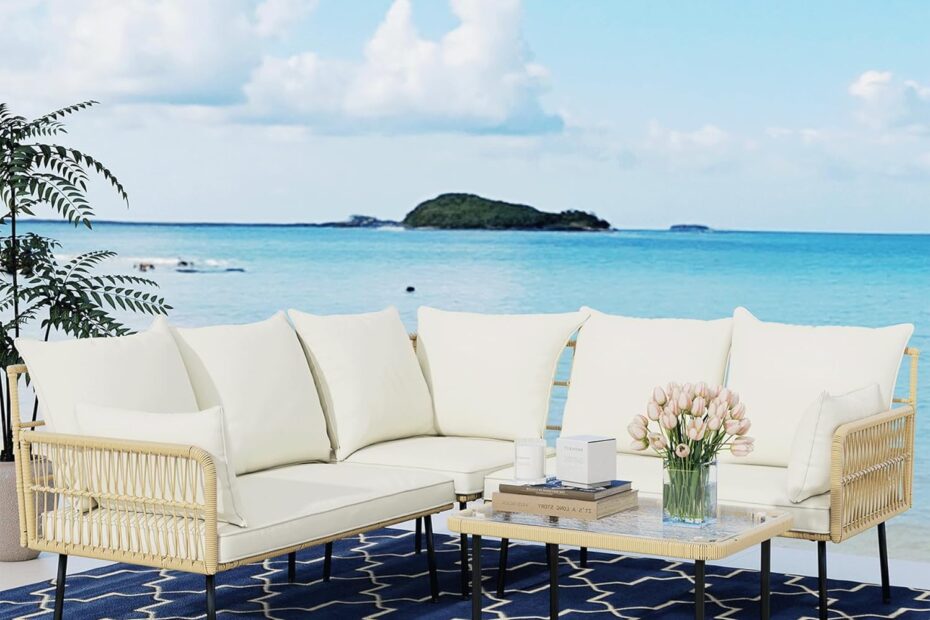 Transform Your Outdoor Space with This Boho 4-Piece Rattan Patio Furniture Set!