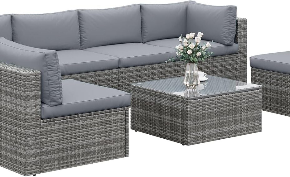 Transform Your Outdoors: 7 Piece All-Weather Grey PE Wicker Patio Set Review