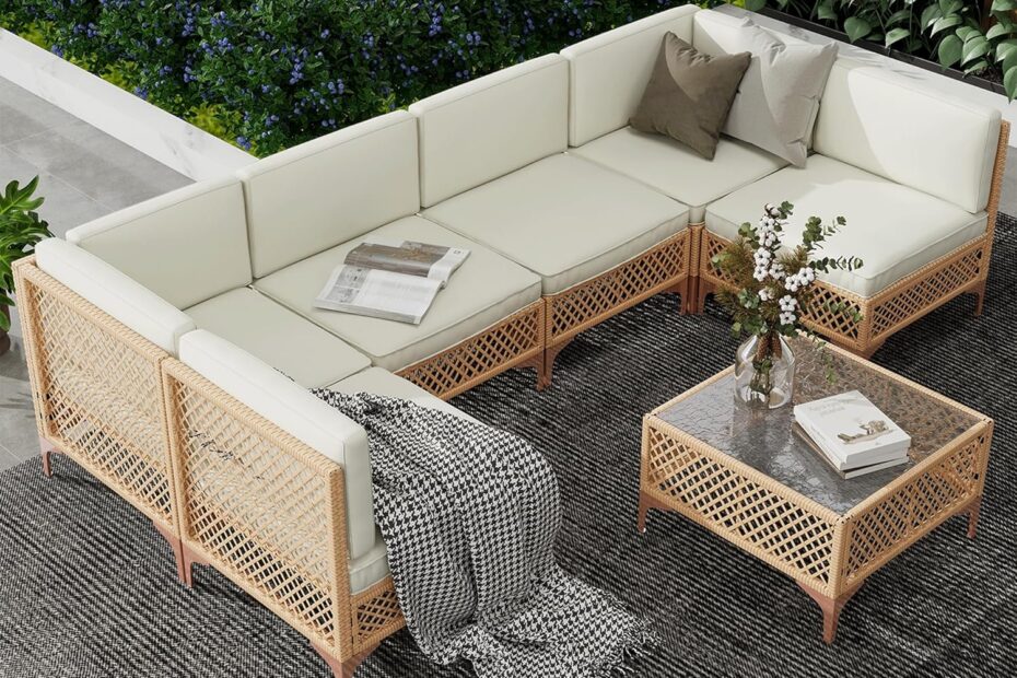 Transform Your Outdoors: LYNSLIM 7-Piece Wicker Patio Furniture Set Review