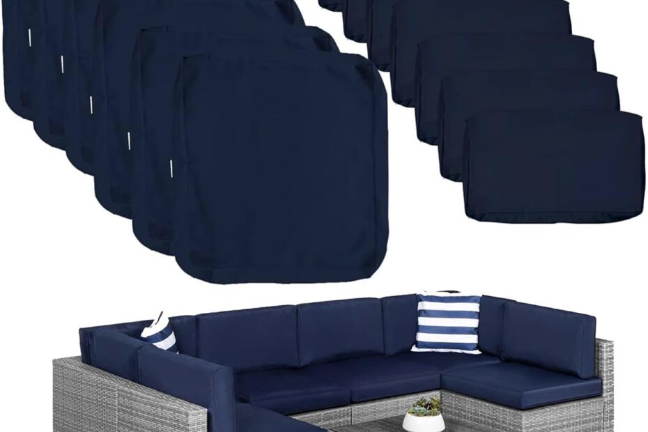 Transform Your Patio: ClawsCover Cushion Replacement Covers in Navy for Ultimate Comfort!