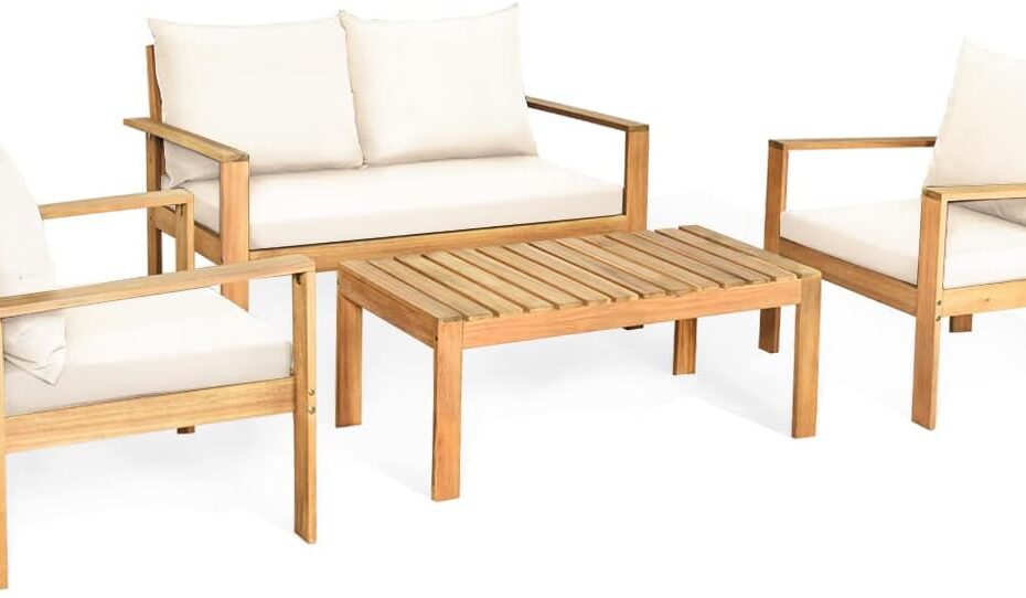 Transform Your Patio: Tangkula 4-Piece Acacia Wood Chat Set Review