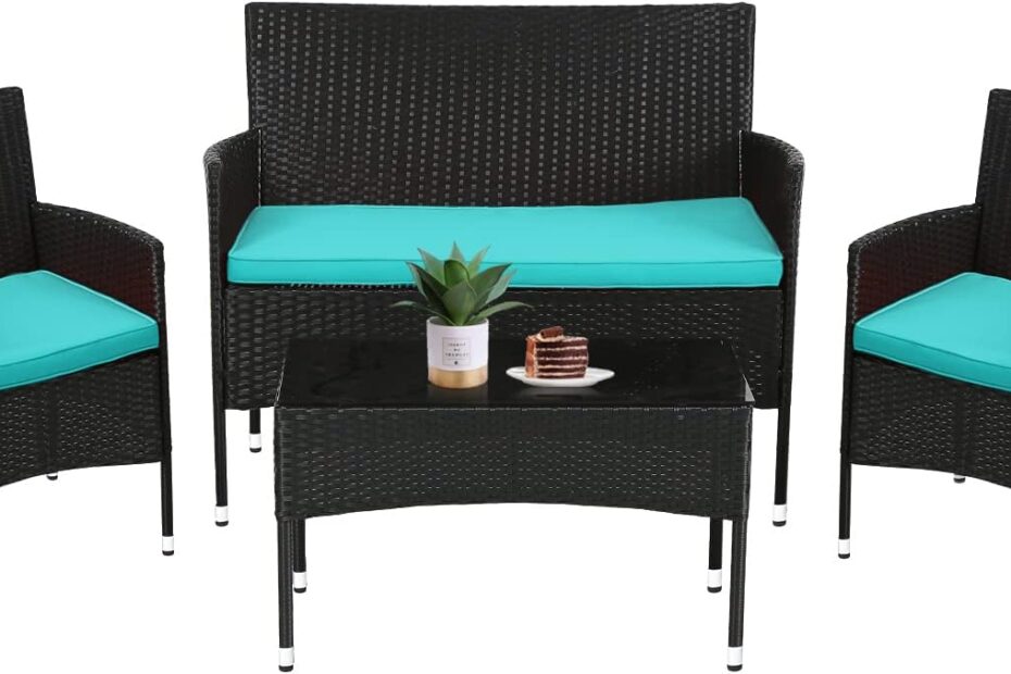 Transform Your Space: Review of the FDW Rattan Furniture 4-Piece Patio Set with Blue Cushions