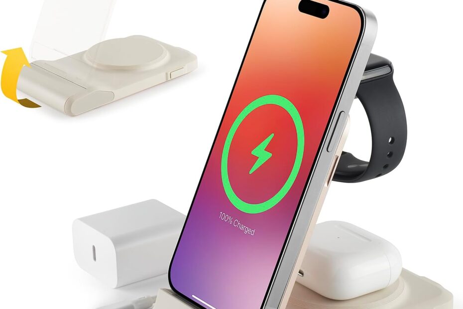 Ultimate 3 in 1 Charging Station: The Travel Solution for iPhone, Android & iWatch!