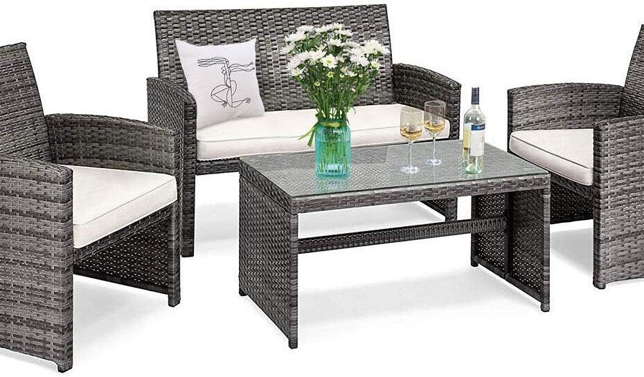 Unwind in Style: Tangkula 4 PCS Wicker Patio Conversation Set Review