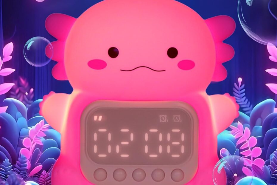Wake Up Happy: The Adorable Axolotl Alarm Clock & Night Light for Kids!