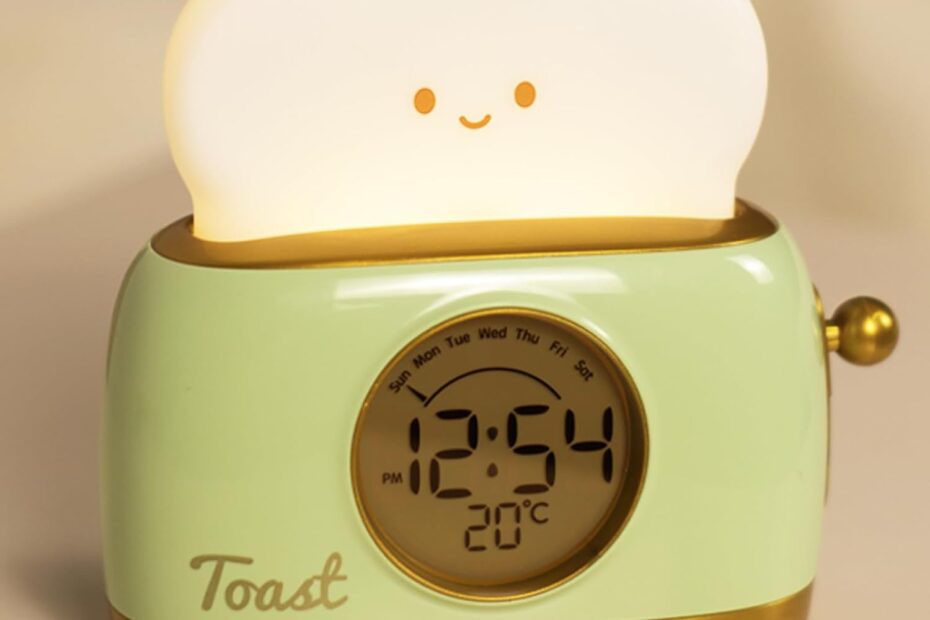 Wake Up Happy: The Adorable Toast Night Light Alarm Clock for Kids!