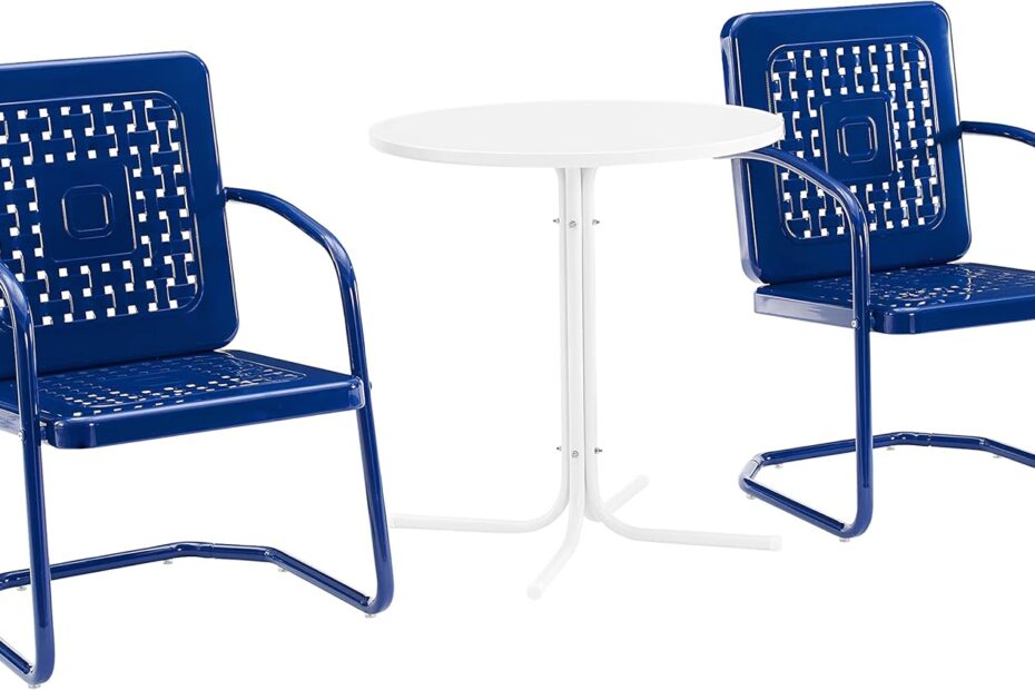 Charming Dining Al Fresco: Review of the Crosley Bates 3-Piece Bistro Set in Navy Gloss
