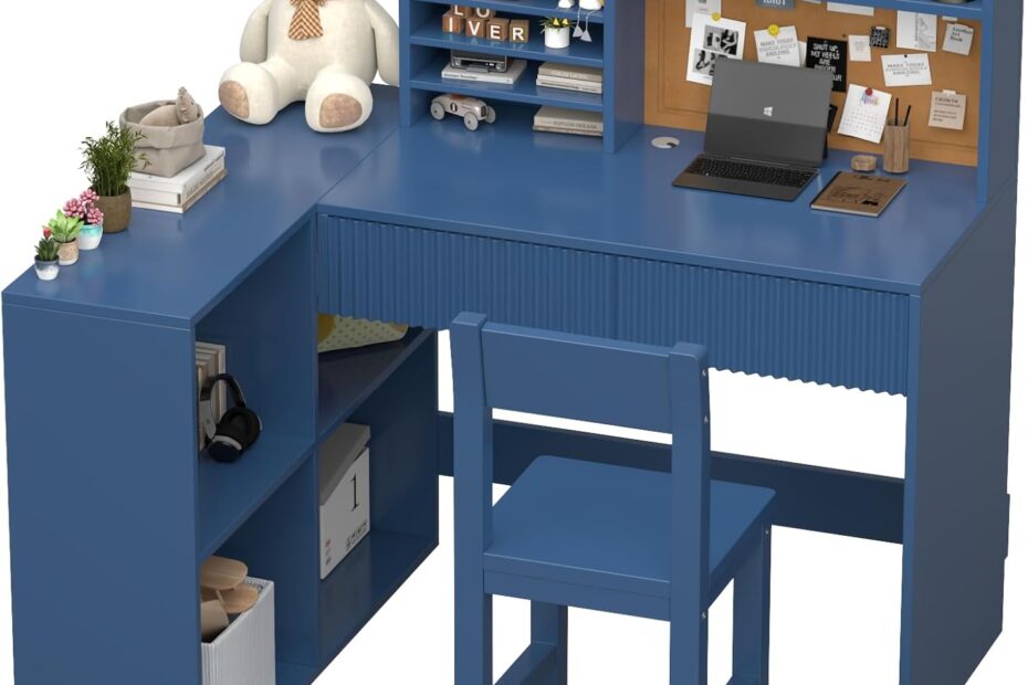 Charming & Functional: The Ultimate Blue Wooden Kids Desk & Chair Set Review