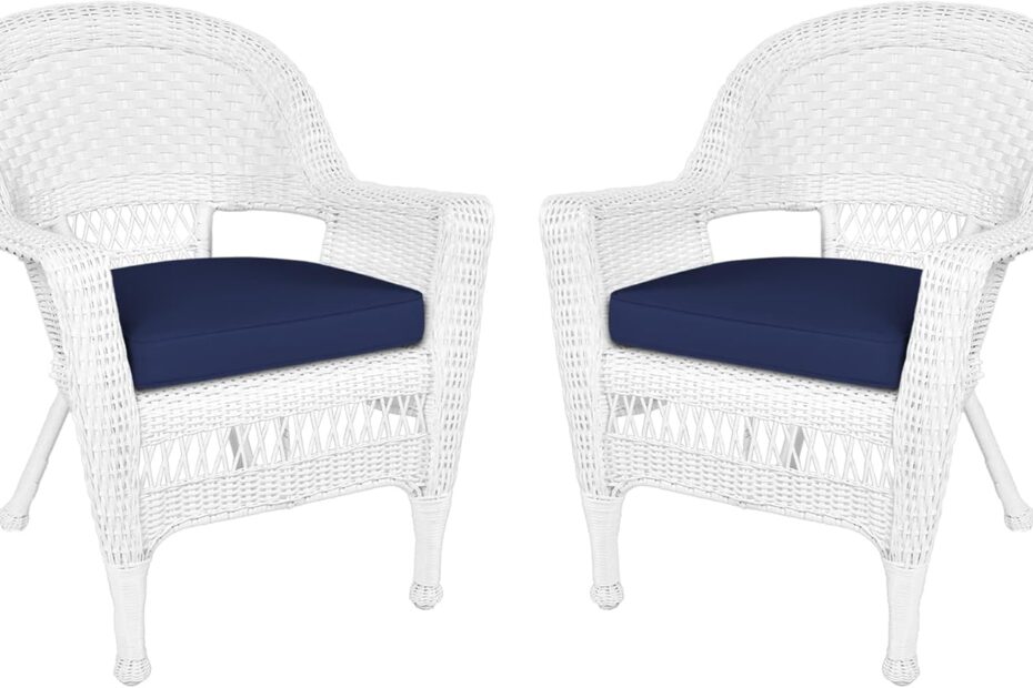 Chic Comfort: Jeco Wicker Chairs with Blue Cushions Review