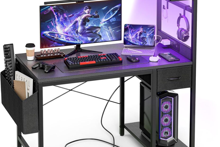 Elevate Your Gaming Experience: Review of the 40-Inch Gaming Desk with LED Lights and Power Outlet