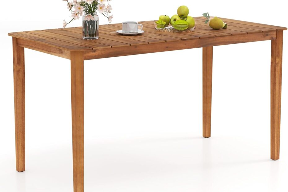 Elevate Your Outdoor Gatherings: Tangkula's Stylish Acacia Wood Dining Table