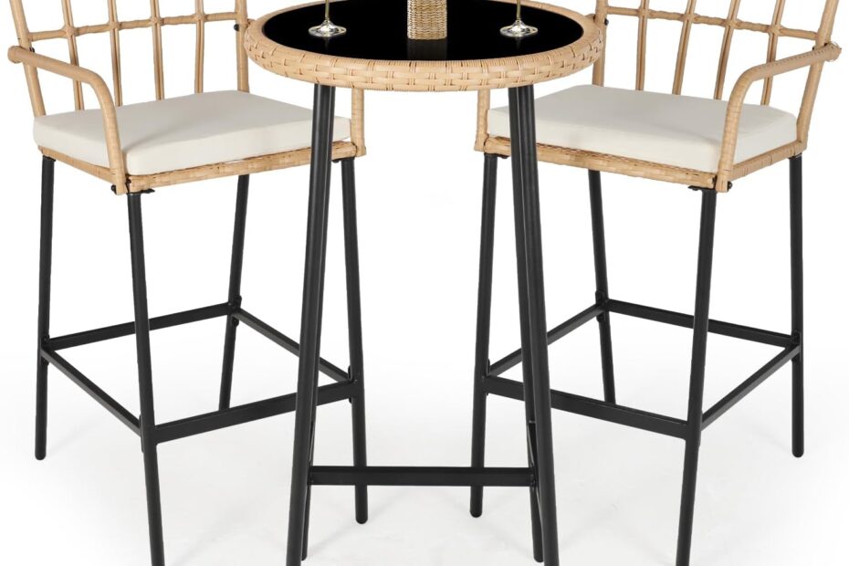 Elevate Your Outdoor Space: Review of the LYNSLIM 3-Piece Patio Bar Set