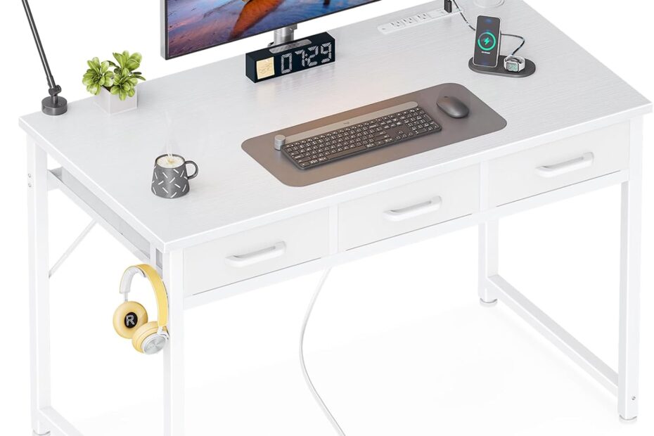 Elevate Your Space: AODK 40 Inch Small Desk with USB Charging & Stylish Storage