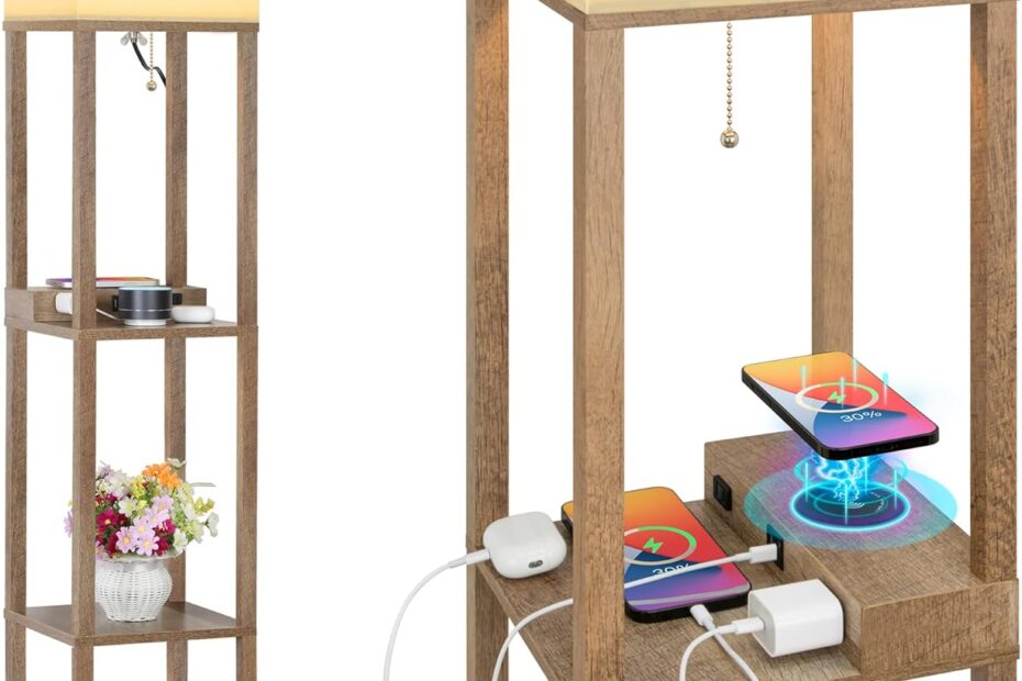 Illuminate & Simplify: The Modern Mlambert Floor Lamp with Wireless Charging and Storage!