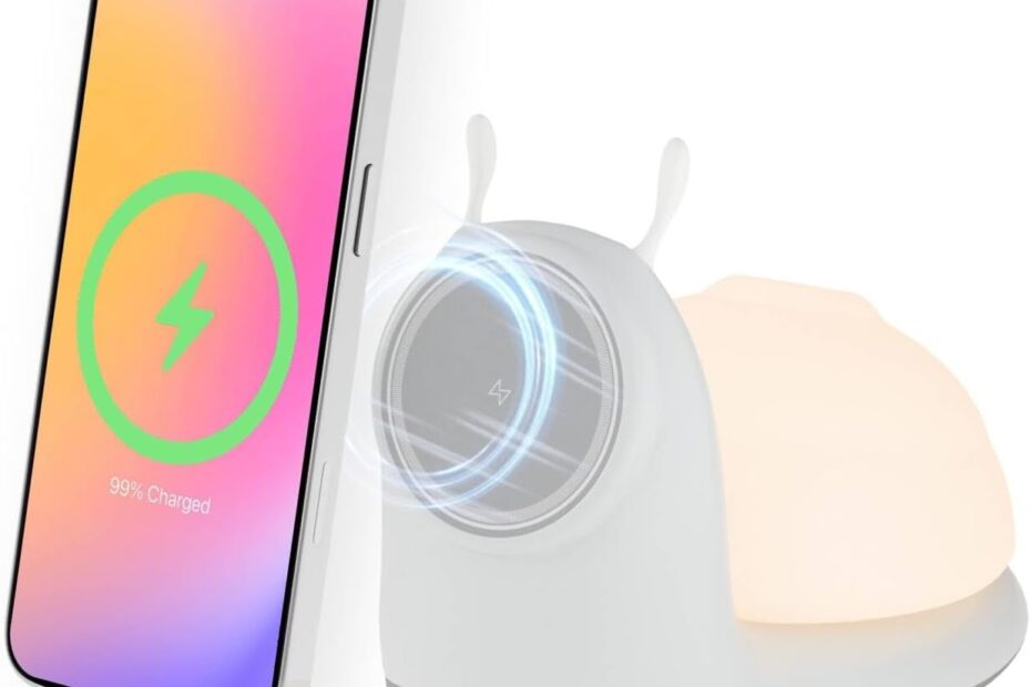 Revolutionize Your Charging: The Snail-Shaped Mag-Safe Fast Charger with LED Lamp!