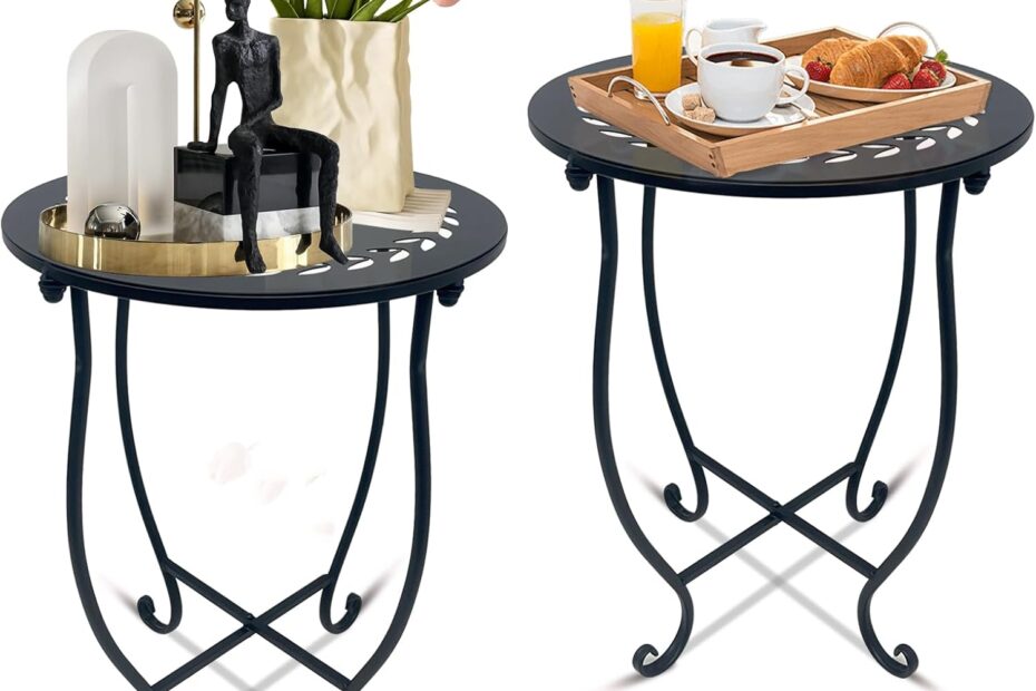 Stylish & Durable: Review of the 14-Inch Round Metal Side Table Set for Indoor and Outdoor Use