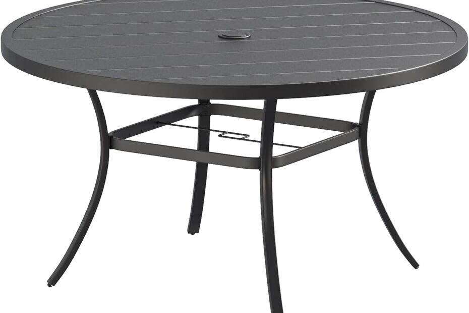 Stylish & Sturdy: The Perfect Round Patio Dining Table for Your Outdoor Gatherings!