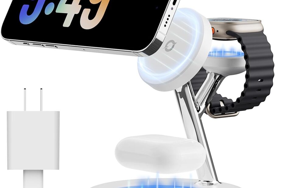The Ultimate 3 in 1 Charging Station: Your Go-To for iPhone, AirPods, and iWatch!
